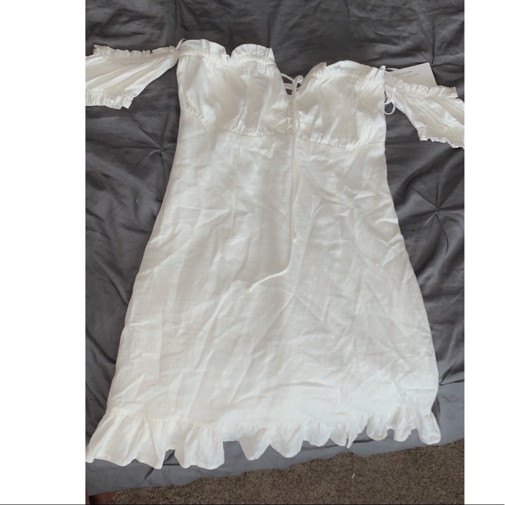 White shoulder dress